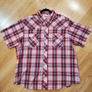 Wrangler Men's Snap Button Down Short Sleeve Western Shirt, XL